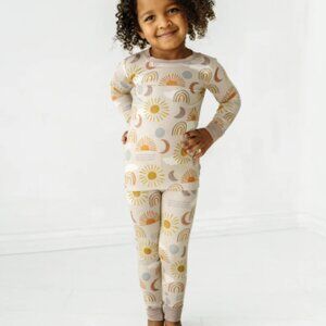 Little Sleepies Girls Boys Boho Desert Sunrise Print Bamboo 2-Piece PJ Set